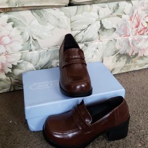 Chunky heeled penny loafers